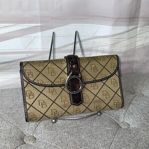 Dooney & Bourke Signature Canvas Leather Trim Long Wallet